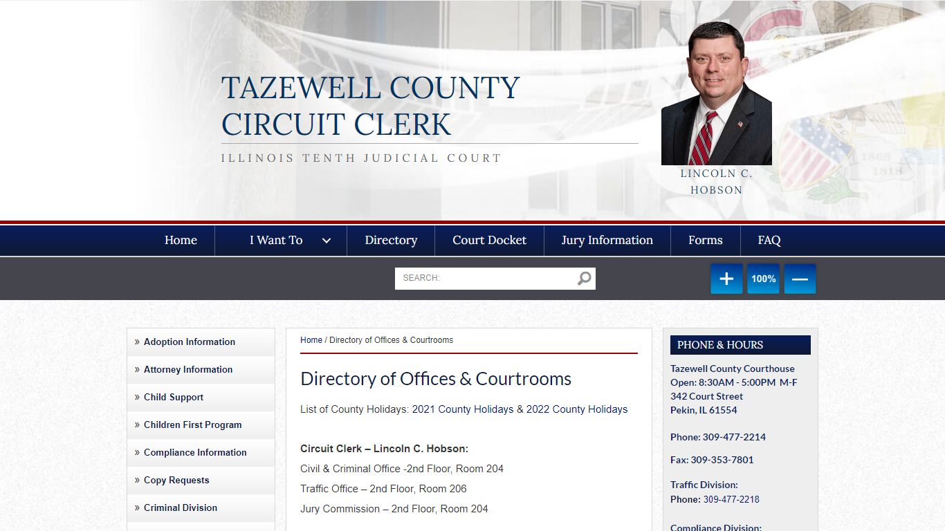 Directory of Offices & Courtrooms - Tazewell County Circuit Clerk